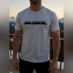 Salomon Men’s Performance Logo T-Shirt Gray Small Outdoor Hiking Trail Tee